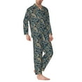 thumbnail image 2 of Lsque Indian Paisley 2 Pattern Long Sleeve Pajama Set for Men - Soft 2-Piece Sleepwear and Loungewear Set with Pockets, Comfy Nightwear-X-Large, 2 of 7