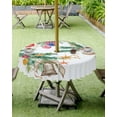 thumbnail image 3 of Christmas Tablecloth with Umbrella Hole and Zipper Christmas Balls Bell Round Outdoor Tablecloths 60 Inch Table Cloths Ribbon Pine Branch Patio Table Cloth Cover for Holiday Party Yard Garden Cafe, 3 of 6