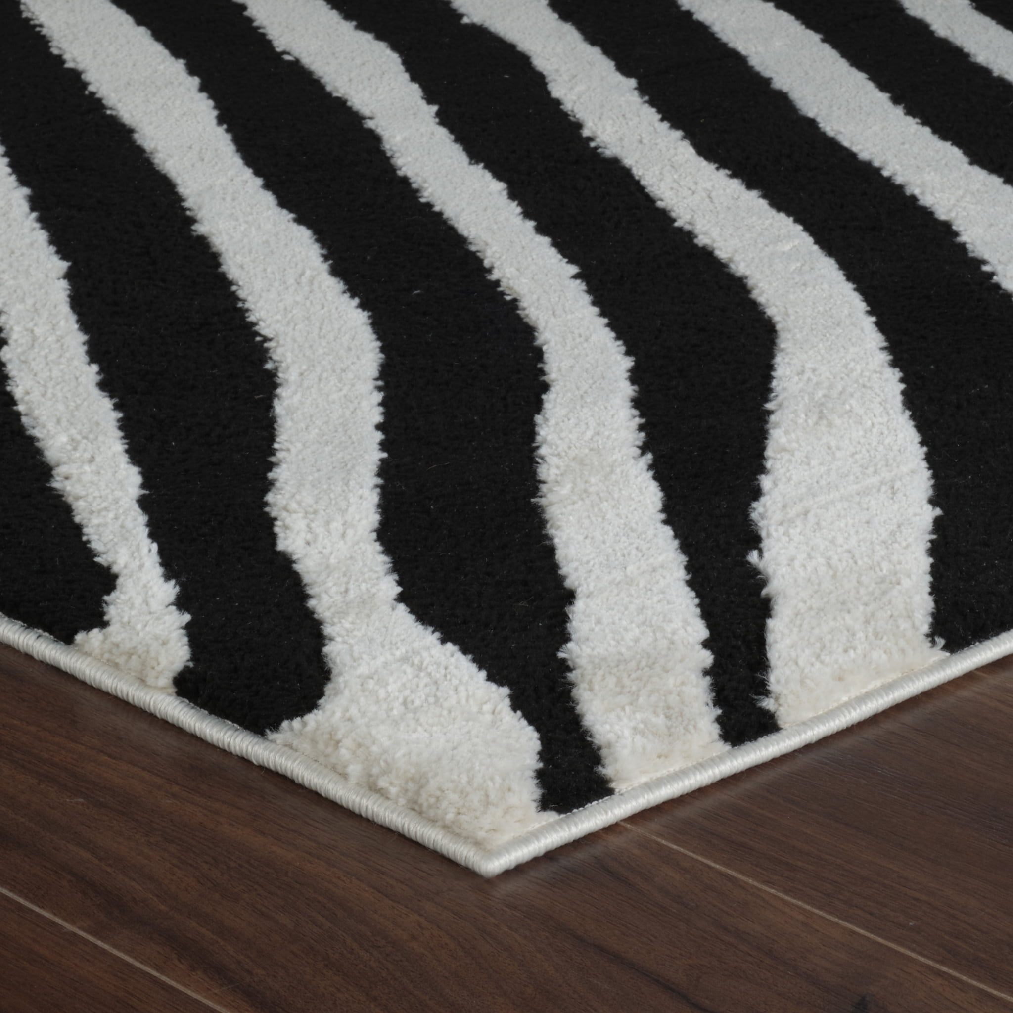 Rug Branch Domus Zebra Print Indoor Area Rug, Cream Black, Modern - Living Room, Bedroom, Dining Room, and Kitchen