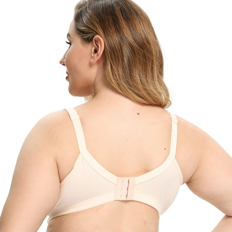 Women's Cotton Full Coverage Wirefree Non-padded Lace Plus Size Bra 50D