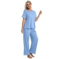 thumbnail image 4 of DAKIMOE Womens Pajama Sets Pajamas for Women Set Capri Sleepwear Short Sleeve Two-Piece Pjs Tops & Long Pants Casual Prints Lounge Sets for Women S-2XL, 4 of 8