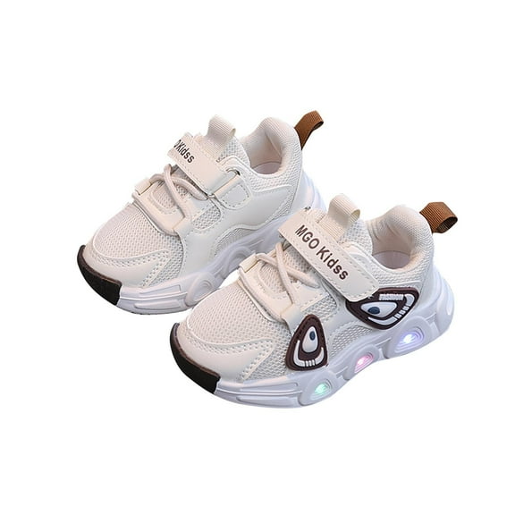 Gpaecead Toddler Boys Girls Light Up Shoes, Lightweight Breathable Anti-Slip, Led Flashing Sport Sneakers for Toddler/Little Kids 12 Months Beige
