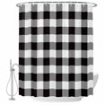 thumbnail image 2 of Shower Curtains for Bathroom, Black and White Checkered Waterproof Fabric Shower Curtain, Farmhouse Buffalo Plaid Decorative Bathroom Curtain for Bathtub, 36"x72", No Hooks Included, 2 of 9