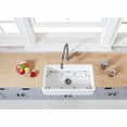 thumbnail image 2 of Gourmetier KGKFA331810DS Arcticstone 33-Inch Solid Surface White Stone Apron-Front Single Bowl Farmhouse Kitchen Sink with Strainer and Grid in Matte White/Brushed, 2 of 7