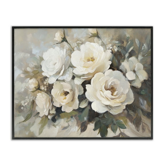 Stupell Industries Blushing Cream Bouquet Plants & Flowers Painting Black Framed Art Print Wall Art, 14 x 11