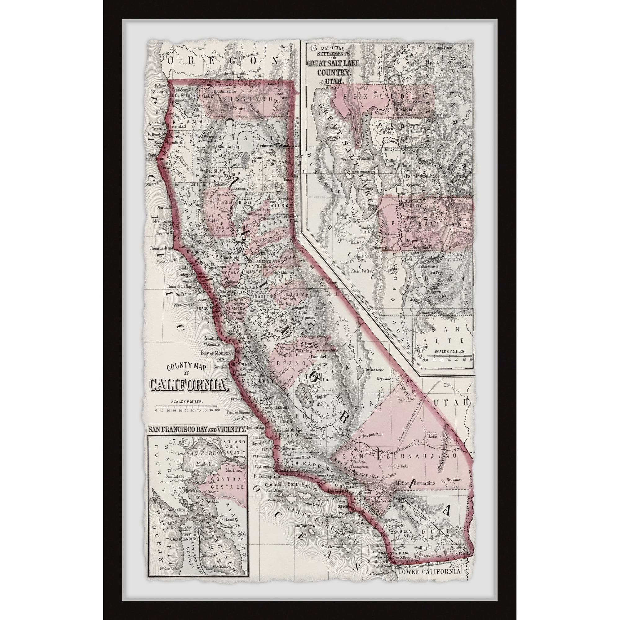 Marmont Hill Vintage Map of California Framed Wall Art