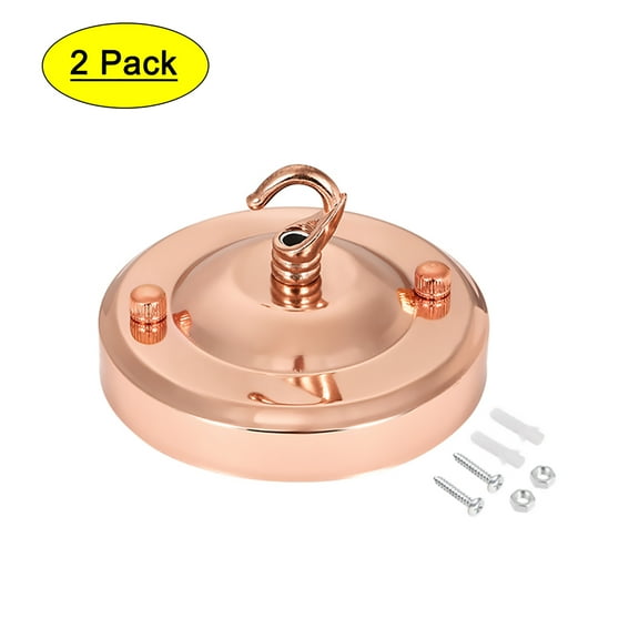 Uxcell 104mm Vintage Ceiling Lamp Plate Light Canopy Kit with Hook Rose Gold 2Pack