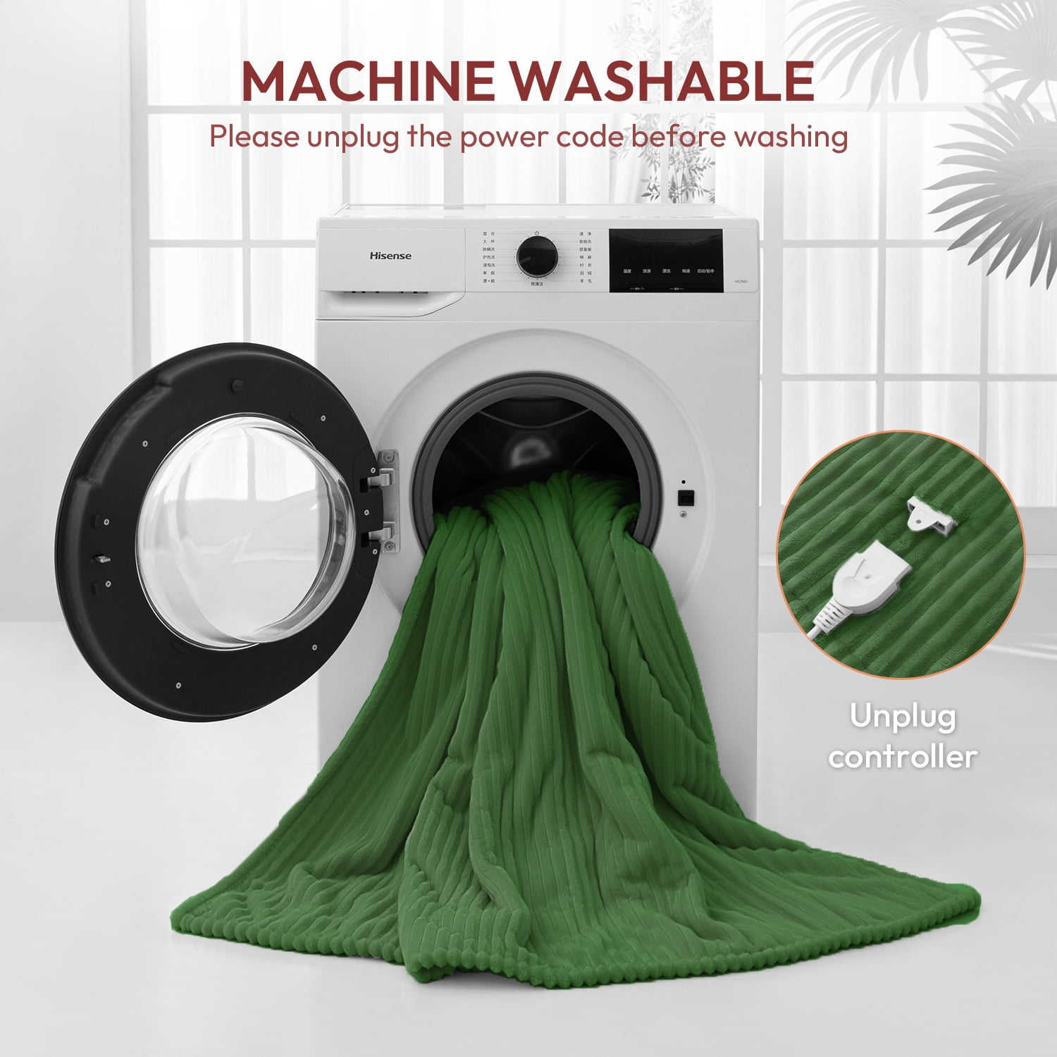 GOTCOZY Heated Blanket Electric Throw - 50"x60" Heating Blanket with 3 Hours Auto-Off and 5 Heat Levels ETL Certified Soft Flannel,Machine Washable (Green)