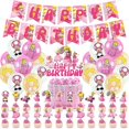 thumbnail image 2 of OP3 Mario Peach Princess Tema Niños Fiesta De Cumpleaños Decoraciones banner cake topper Globo Remolinos set Suministros PO3, 2 of 4