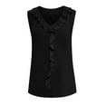 thumbnail image 4 of ZHOGXU Women's Tank Tops Sleeveless V Neck Ruffles Hem Solid Color Comfortable Lightweight Slim Fit Layering Camisole For Daily Wear Versatile Basic,Black,L, 4 of 5