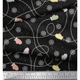 thumbnail image 3 of Soimoi Black Cotton Voile Fabric Mandala & Gloves Kids Print Fabric by the Yard 42 Inch Wide, 3 of 3
