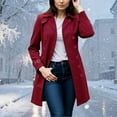 thumbnail image 2 of Uootdi Trench Winter Coats for Women Lapel Double Breasted Coats Windproof Blazer Jacket Business Casual Long Sleeve Overcoat with Pockets, 2 of 5