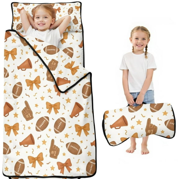 Football and Cheer Goods Pattern Toddler Nap Mats for Kids Preschool,Sleeping Mat Bag or Kids,Toddler Sleeping Bag,Toddler Nap Mat or Daycare