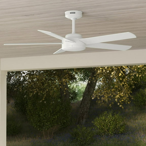 Restored Hunter Fan 52 Inch White Indoor/Outdoor Ceiling fan with Remote for Porch, Living Room, Office, Kitchen (Refurbished)