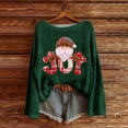 thumbnail image 2 of Fiaer Christmas Womens Sweater Funny Santa Printed Plus Size Knitted Pullover Crew Neck Long Sleeve Loose Fit Casual Xmas Tops Dark Green XL, 2 of 3