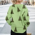 thumbnail image 5 of Christmas Sweaters For Women Funny Button Down Festive Coat Xmas Santa Christmas Tree Printed Cable Knit Pullover Green, XL, 5 of 7