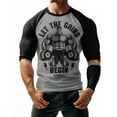 thumbnail image 2 of GYMISH RAGLAN Let The Gains Begin Workout Gym T-Shirt – Funny Gym Shirt for Men, Men's Fitness Tee, Bodybuilding & Weightlifting Apparel, 2 of 6