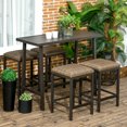 thumbnail image 2 of Outsunny 5 Pieces Patio Bar Set with Rattan Bar Stools Steel Table Brown, 2 of 10