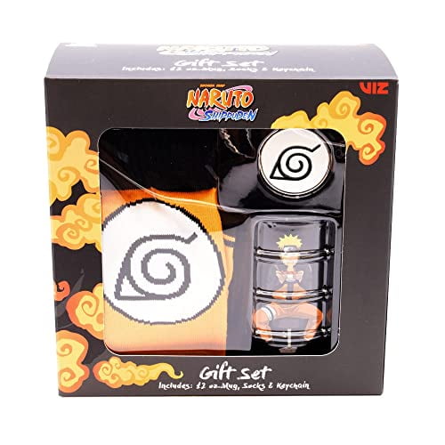 Naruto Shippuden 3pc Gift Set (Includes 1 Pair of Socks, 1 Keychain and 1 Mug)