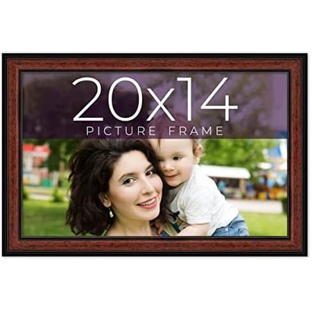 20X14 Executive Brown Real Wood Picture Frame Width 1.25 Inches | Interior Frame Depth 0.5 Inches | Seeley Traditional Photo Frame Complete With UV Acrylic, Foam Board Backing & Hanging Hardware