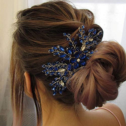 Weddings Accessories Hair Accessories Decorative Combs Wedding hair piece Blue opal floral hair comb for bride 