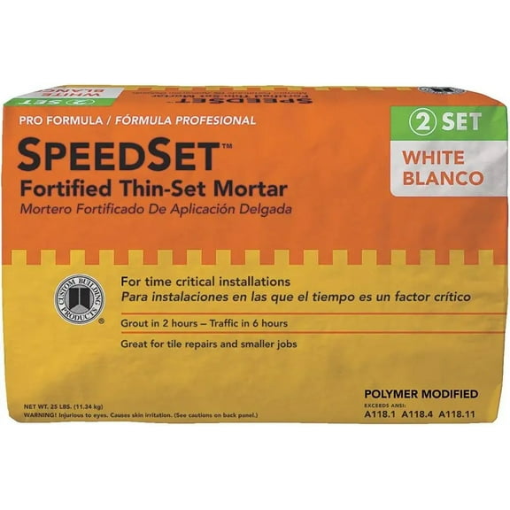 Custom Building Products Speed Fortified Thin-Set Mortar - Quick Drying - 25 lbs, White