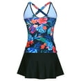 thumbnail image 5 of QUNYINEY High Waist Women One Piece Swimsuits Hawaiian Swim Dress V Neck Twist Swimwear, 5 of 6