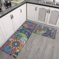 thumbnail image 2 of Blue Pioneer Flower and Paisley Pattern Kitchen Rugs Sets Of 2,Anti Fatigue Kitchen Mat Rugs Non Slip Washable,Decorative Kitchen Floor Mats for Kitchen,Sink,Laundry,17"x30"+17"x47", 2 of 7