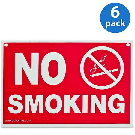 Advantus No Smoking Wall Sign, Pack of 6