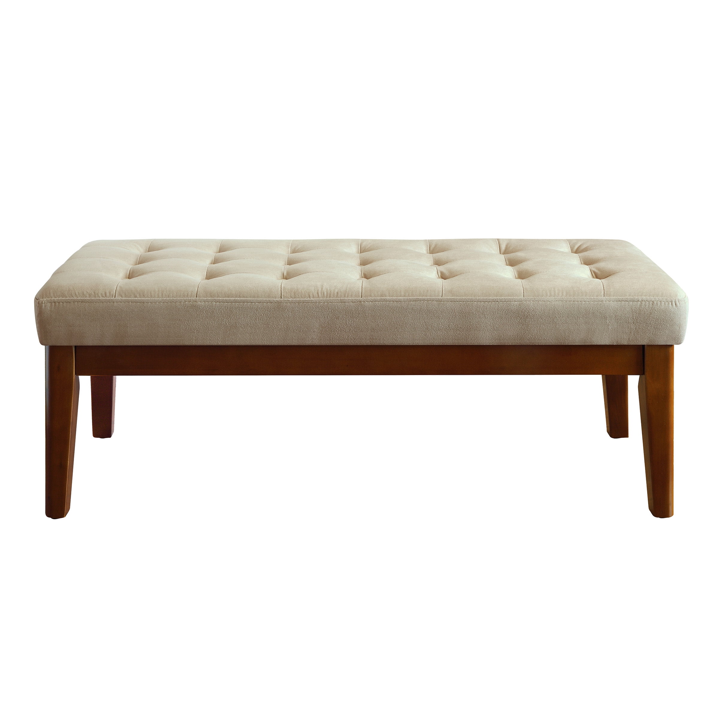 Elle Decor Claire Mid Century Modern Bench with Tufted Cushion, Truffle Grey