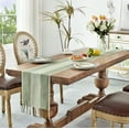 thumbnail image 2 of Wracra Cotton Linen Macrame Table Runner, Sage Green, 13"×60", 2 of 7