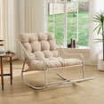 thumbnail image 3 of S-HOME Modern High-Density Thick Cushion Rocking Chair, Steel Frame , for Bedrooms and Reading Rooms, Beige, 3 of 13