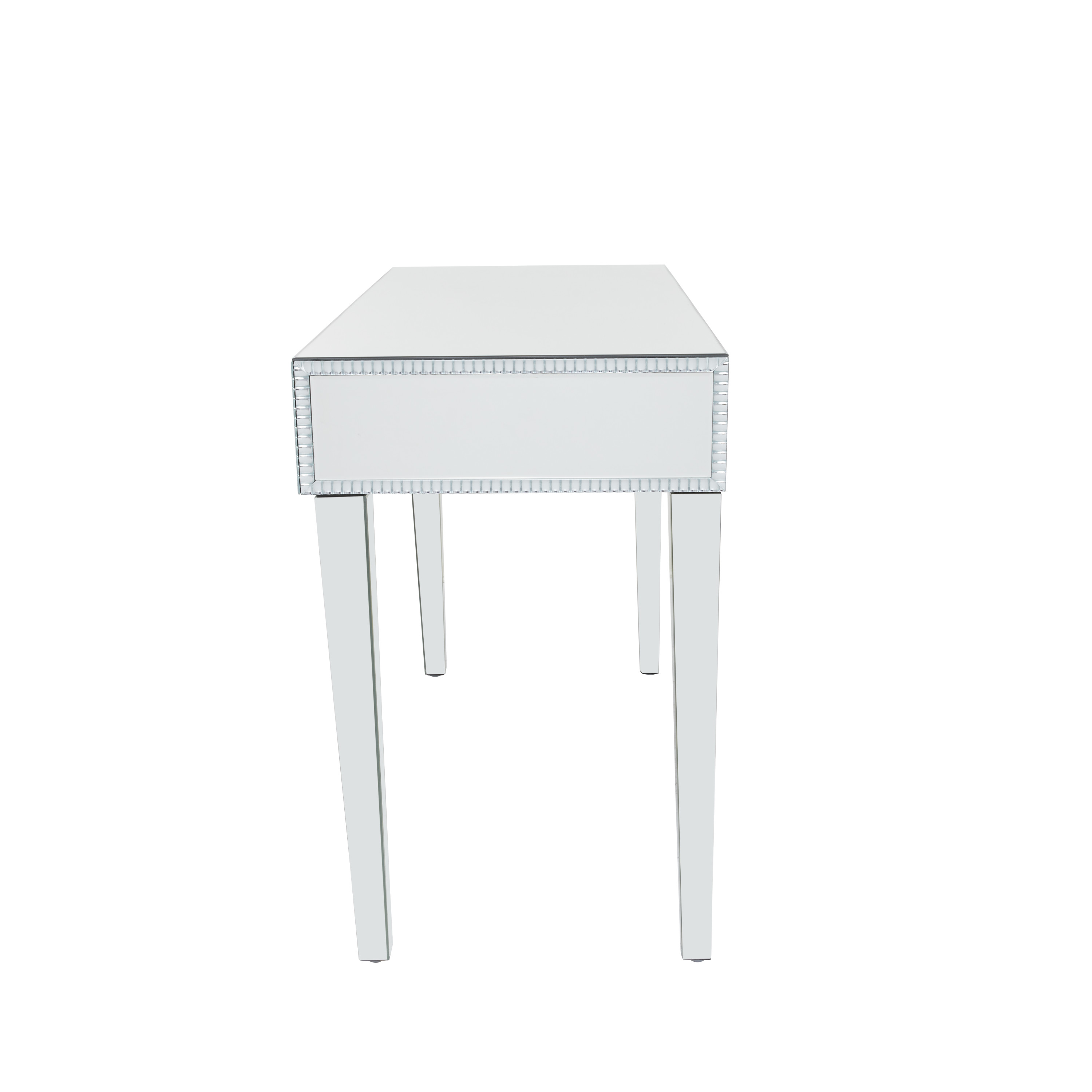 DecMode 43" x 32" Silver Wood Mirrored 2 Drawers Console Table, 1-Piece