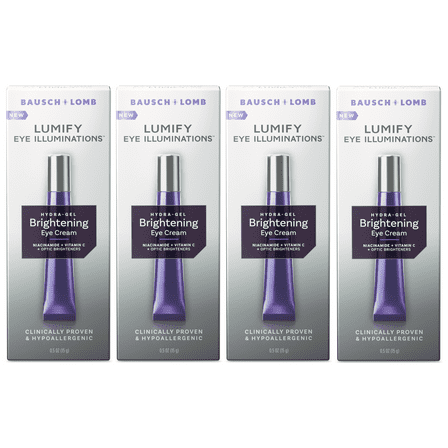 LUMIFY Eye Illuminations Hydra-Gel Brightening Eye Cream, Under Eye Brightener with Hyaluronic Acid & Vitamin C, 0.5 OZ - 4 Pack