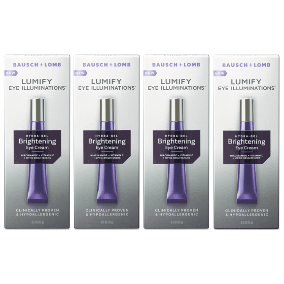 LUMIFY Eye Illuminations Hydra-Gel Brightening Eye Cream, Under Eye Brightener with Hyaluronic Acid & Vitamin C, 0.5 OZ - 4 Pack
