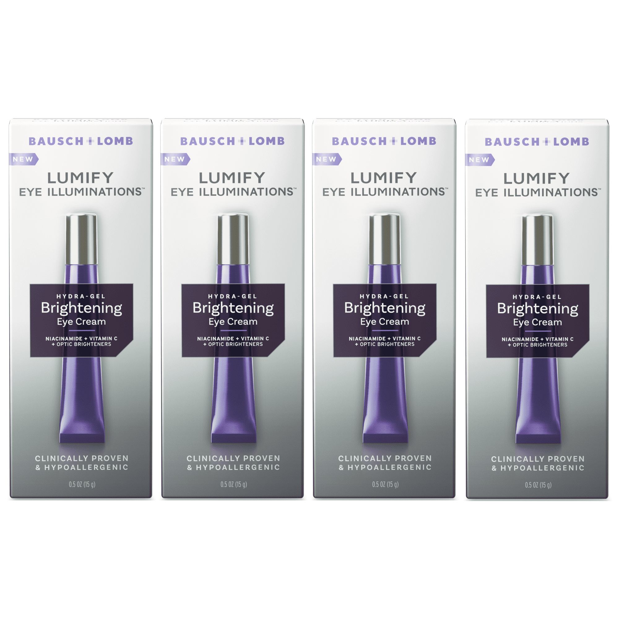 LUMIFY Eye Illuminations Hydra-Gel Brightening Eye Cream, Under Eye Brightener with Hyaluronic Acid & Vitamin C, 0.5 OZ - 4 Pack
