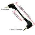 thumbnail image 2 of FOR 1pcs Black Short 8cm 2.5mm Male Right Angled to 2.5mm Male Plug Right Angle Stereo Audio AUX Auxiliary Headphone Cable, 2 of 2