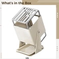 thumbnail image 5 of Rotating Knife Storage Block with Drain Tray, Stainless Steel 9 Slot Kitchen Knife Holder, Countertop Cutter Organizer with Thickened Anti-Slip Base, Easy Clean, 5 of 5