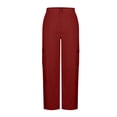 thumbnail image 4 of MAIHAN Womens Wide Leg Pants Cargo Pants for Women High Waisted Baggy Wide Leg Stretchy Y2K Streetwear Black Cargo Pants Women with Pockets(Red,S), 4 of 6