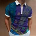 thumbnail image 6 of Afuyipoi Men's T-Shirts,Zipper T-Shirt Short Sleeve Turn Down Collar Athleisure Tees Navy S, 6 of 7