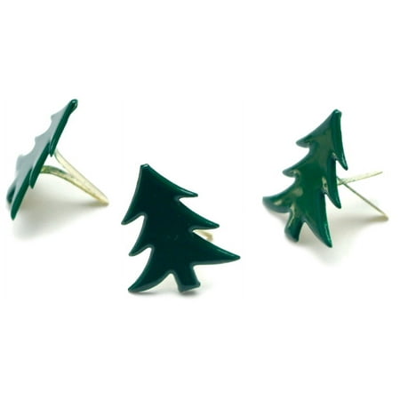 Creative Impressions 7325579 Painted Metal Paper Fasteners 50/pkg-trees - Dark Green