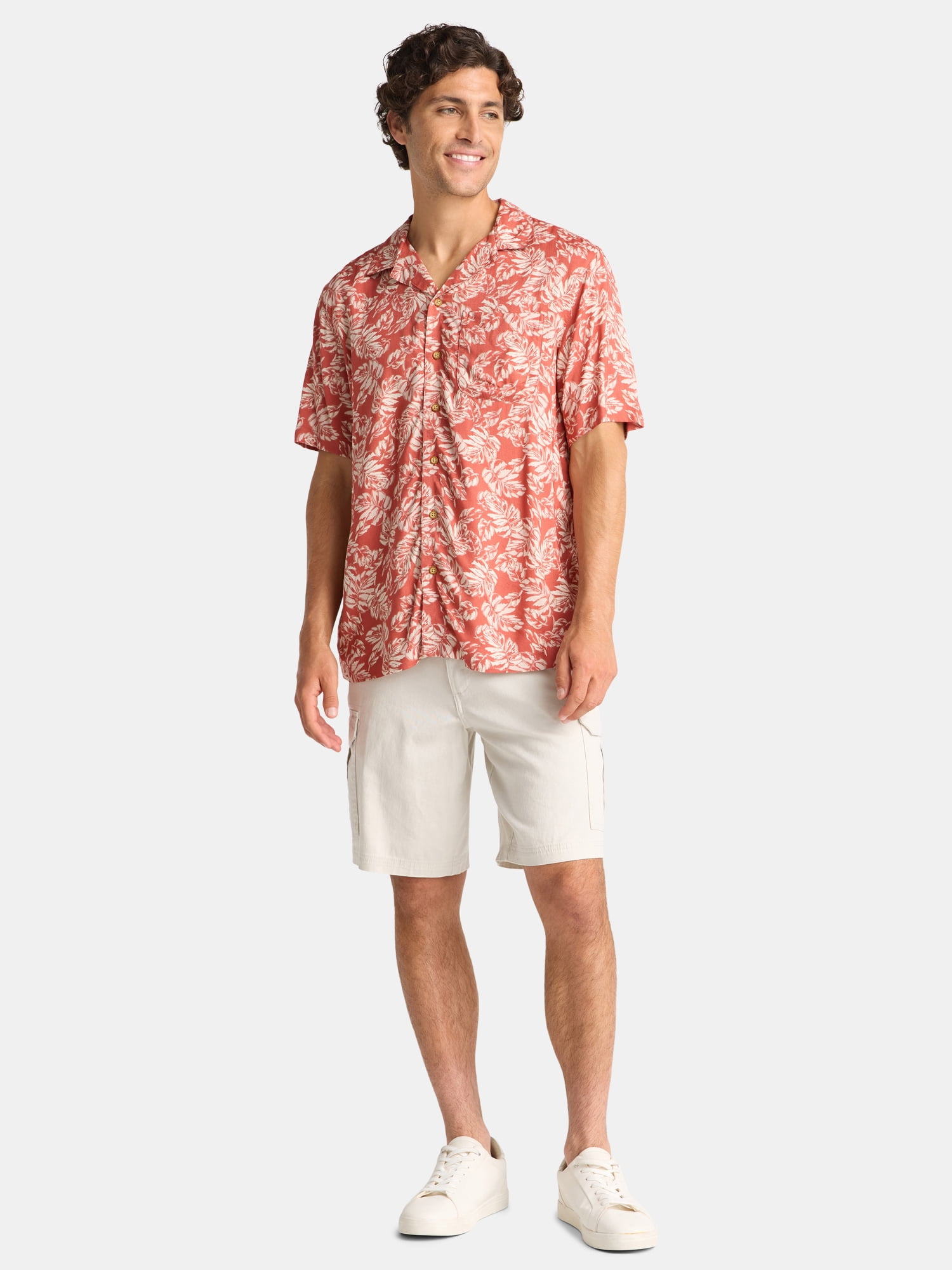 George Men's Relaxed Fit Viscose Camp Shirt, Sizes S-3XL