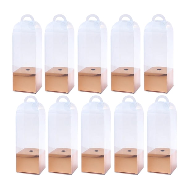 10 Unidades de Cajas de Regalo de Flores, Caja de Embalaje de Flores, Bolsa de Ramo de Flores Transparente, Cajas de Regalo, Caja de Flores de Rosas ú