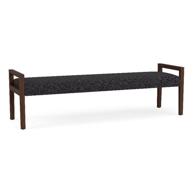 Pemberly Row Waiting Reception 3 Seat Bench Wood Frame in Gray