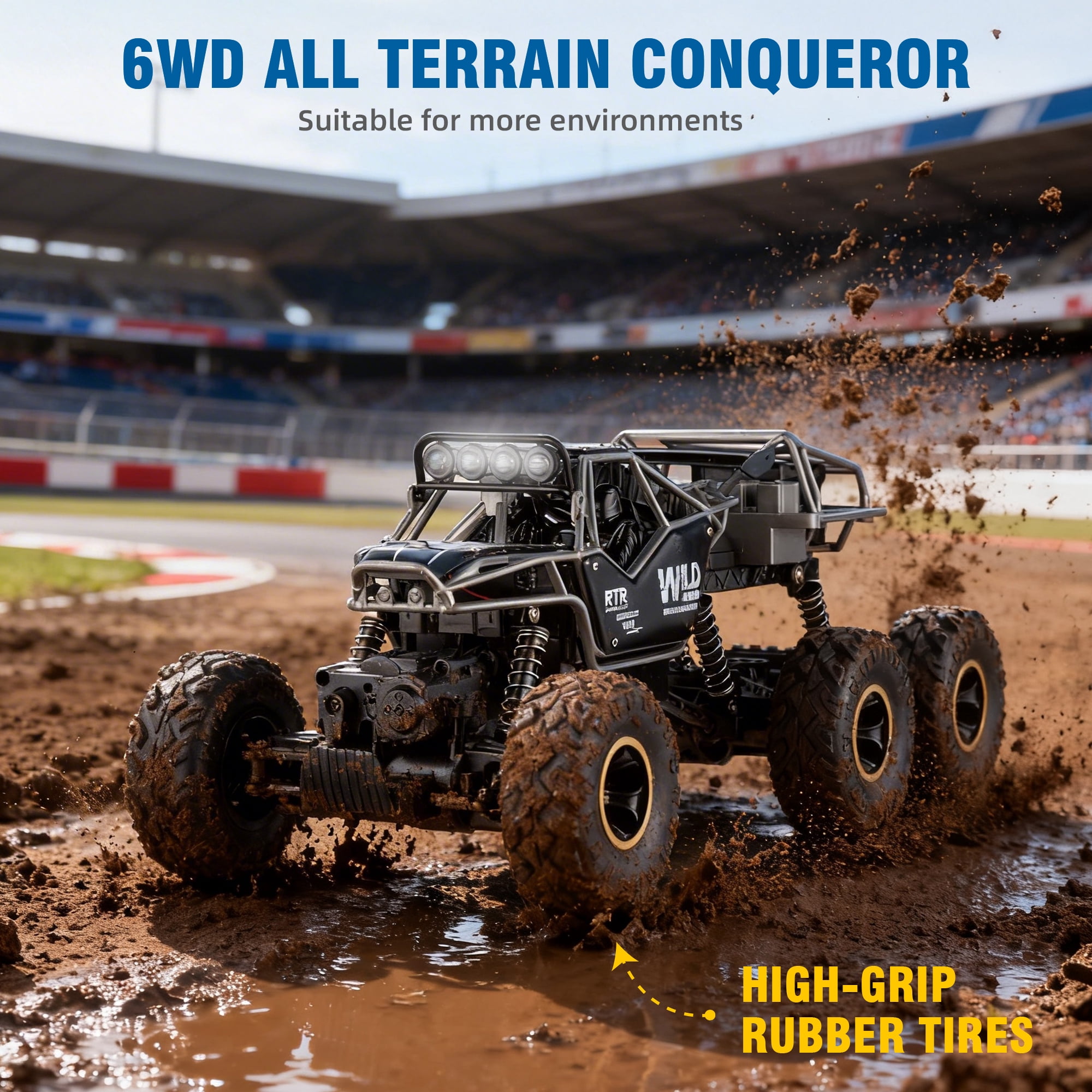 Furnibear 1:12 RC Car for Kids Adults,6WD Monster Truck Remote Control Car,2.4Ghz Waterproof All Terrain Off Road RC Truck Toy Gifts for Boys and Girls