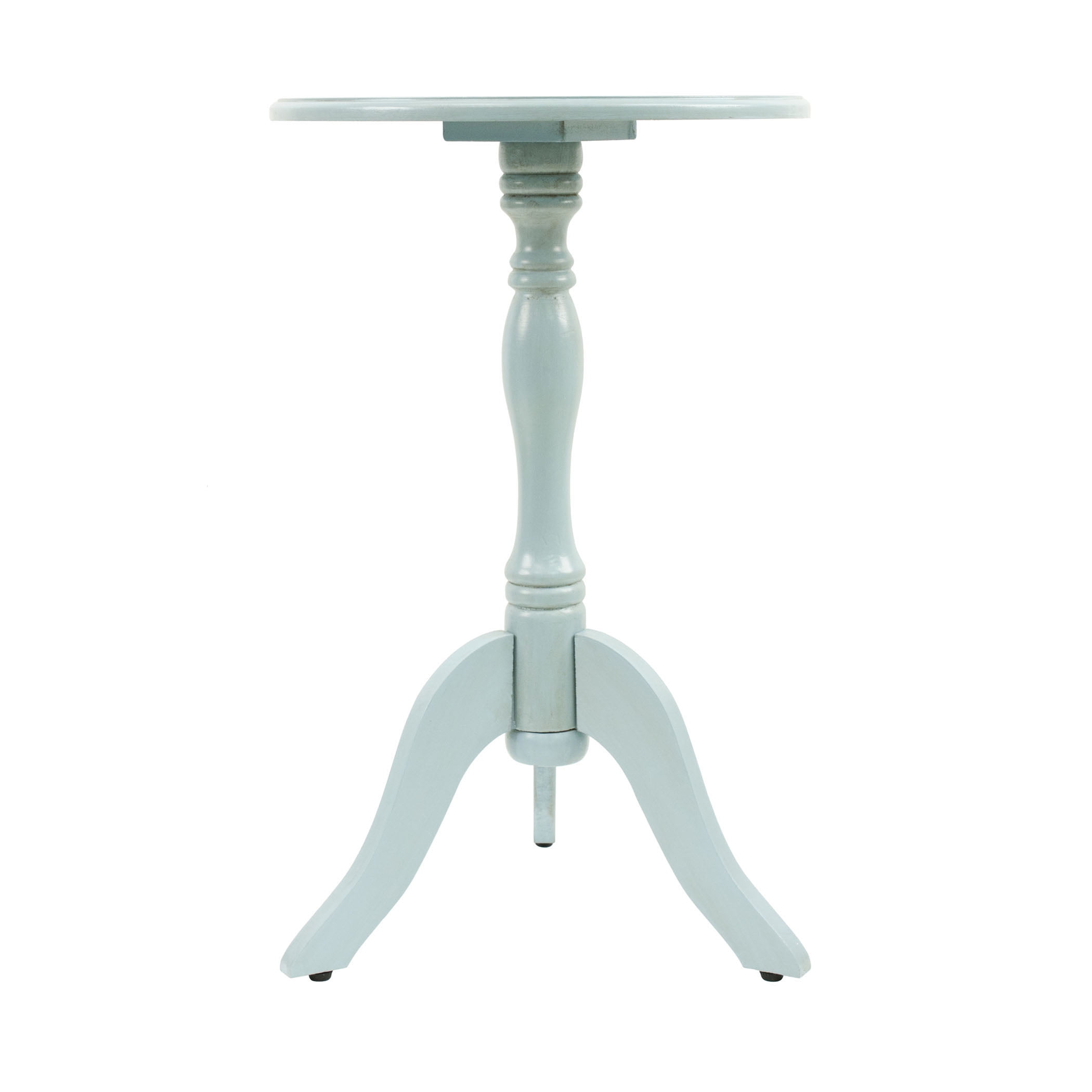 Decor Therapy Simplify Round Pedestal Accent Side Table in Antique Iced Blue