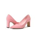 thumbnail image 4 of Crocowalk Womens Lightweight Comfort Pointed Toe Heeled Pump Casual Fashion Non-slip Block Pumps Pink 5, 4 of 8