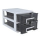 thumbnail image 2 of Armario de almacenamiento de doble capa para el hogar, de plástico, con cajones, portátil, multifunción, resistente al polvo, organizador de muebles (marco blanco y negro transparente)., 2 of 7