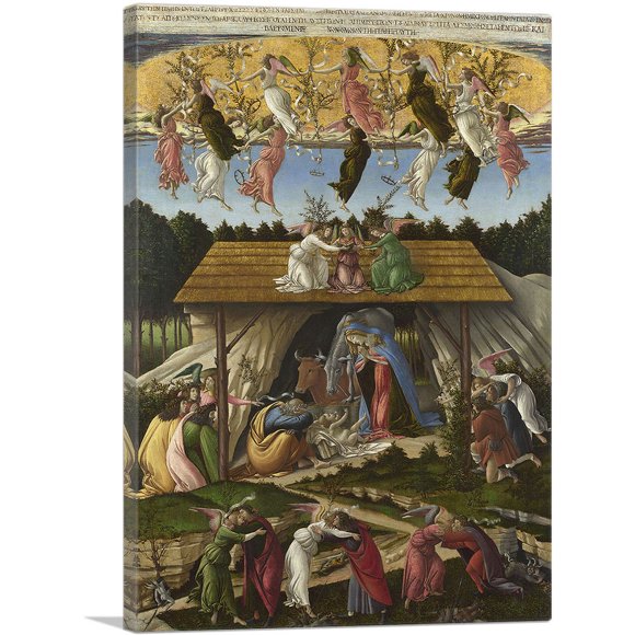 ARTCANVAS Mystic Nativité 1500 Impression sur Toile par Sandro Botticelli - Taille : 18 Pouces x 12 Pouces (0.75 Pouces de Profondeur)
