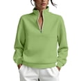 thumbnail image 5 of Tnhcen Women's Quarter Zip Pullover Fleece Lined Stand Collar Sweatshirt Solid Color Long Sleeve Casual Workout Top Autumn Winter Plus Size S-2XL, 5 of 7